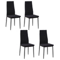 Lot de 4 chaises de salle à manger chaises de cuisine avec dossier haut pieds en métal et tissu en lin 41x50x97cm noir-0
