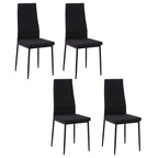 Lot de 4 chaises de salle à manger chaises de cuisine avec dossier haut pieds en métal et tissu en lin 41x50x97cm noir-0