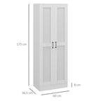 Armoire 2 portes meuble de rangement avec 5 étagères, style contemporain, 60L x 36,5l x 175H-2