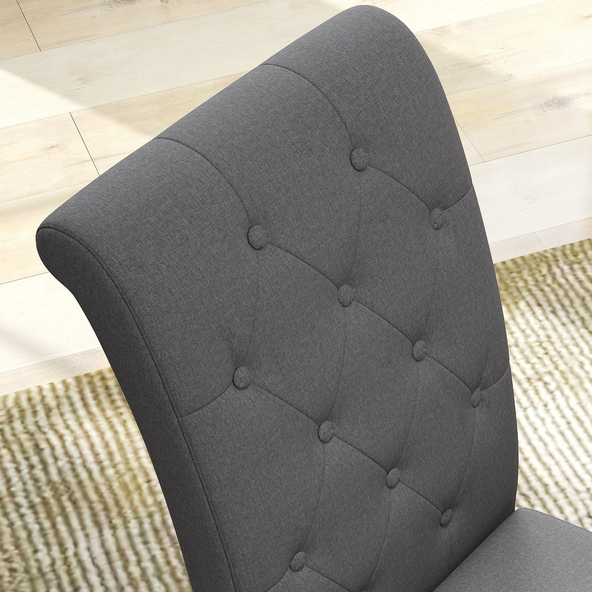Lot de 2 chaises de Salle à Manger Chaise de cuicine Grand Confort Pieds en Bois Lin 47 x 61 x 101 cm gris foncé-6