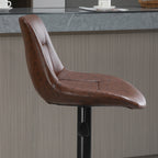 Lot de 2 tabourets de Bar Vintage réglable pivotant avec Repose-Pied revêtement synthétique Marron Effet Vieilli-9