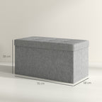 Banc de rangement pouf de rangement pliable bout de lit repose-pieds avec couvercle 76L x 38l x 38H cm gris clair-2