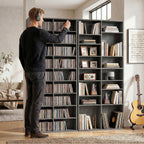Rangements pour CD et DVD 18 compartiments capacité max. 640 CD/360 DVD 430 Blu-ray 78,5 x 24 x 175 cm gris clair-8