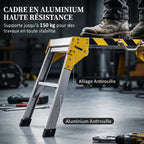 Établi pliant, établi de serrage en aluminium, table de travail robuste avec poignée, design antidérapant, argenté-3