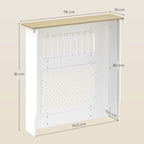 Couvercle de Radiateur en Bois à Lattes avec Détails Croisés et Étagère Supérieure, 78 x 19 x 81 cm, Blanc-2