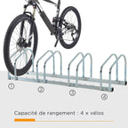 Râtelier 4 vélos dim. 110L x 33l x 27H cm acier galvanisé argent-3