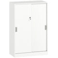 Armoire de Bureau 2 Portes coulissantes verrouillables dim. 80L x 40l x 120H cm 2 étagères en Bois Blanc-0