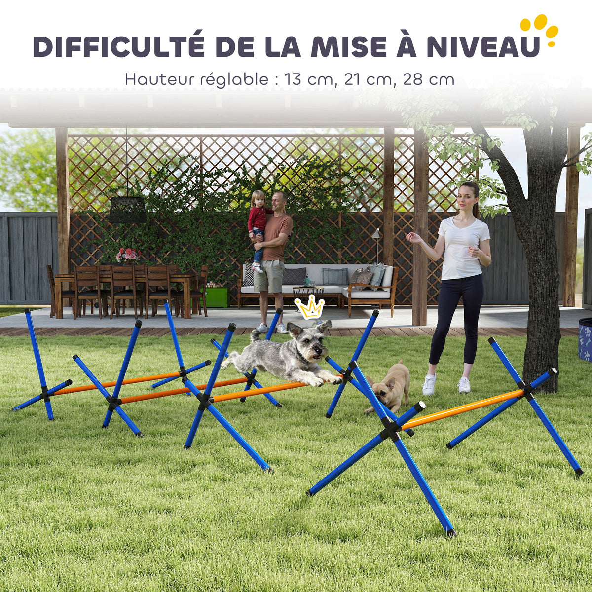 Kit d'équipement d'agilité pour chien, kit d'agilité pour chien portable avec hauteur réglable, sac de transport, orange-4