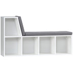 Bibliothèque banc 2 en 1 avec 5 compartiments de rangement et 2 coussins 108 x 30 x 60 cm blanc gris-0