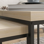 Lot de 2 tables gigognes tables basses carrées tables de salon cadre en acier et plateaux en panneaux de particules-8