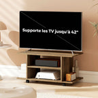 Meuble TV avec roulettes 80 cm, meuble télé pour téléviseur jusqu'à 42 pouces avec étagères ouvertes, noyer-6