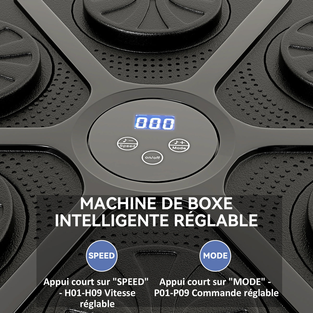 Machine de boxe musicale boxe mural musique avec 9 vitesses et modes Bluetooth gants de boxe 41,8 x 44,6 x 7,5 cm noir-3