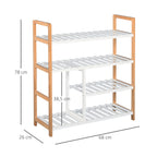 Etagère à Chaussures - étagère de Rangement - Meuble Chaussures 4 Niveaux Bois de pin étagères à Lattes MDF Blanc-2
