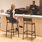 Lot de 2 tabourets de bar, chaises de bar, assise 72,5H cm, dossier et repose-pieds, pieds en métal, brun rustique-6