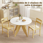 Lot de 2 chaises de salle à manger en bambou, chaises de cuisine sans accoudoirs avec assise à lattes, bois naturel-3