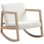 Fauteuil à bascule fauteuil allaitement rocking chair en tissu effet laine bouclée avec pieds en bois massif-0