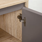 Ensemble de Meuble sous lavabo, armoire avec miroir et meuble colonne pour salle de bain en bois chêne Clair Gris-7