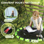Balançoire nid d'oiseau, balançoire suspendue avec cordes réglables en hauteur, siège rond Ø 100 cm, noir-5