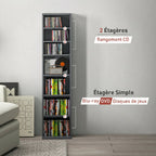 Rangements pour CD et DVD 9 compartiments et 6 étagères réglables capacité max. 260 CD/120 DVD 33 x 24 x 140 cm gris-7