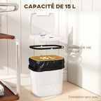 Poubelle de cuisine automatique 15L, poubelle à capteur de mouvement sans contact, 27,6 x 21,4 x 33,5 cm, blanc-5