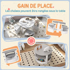 Table Enfant avec 4 Chaises 5 Pièces avec Rangement, Cadeau pour Fille Garçon 3-8 Ans, Ø 78 x 49 cm, Gris-4