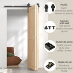 122 CM Quincaillerie de porte coulissante pliante kit de rails de porte de grange coulissante en acier pour 2 portes-4