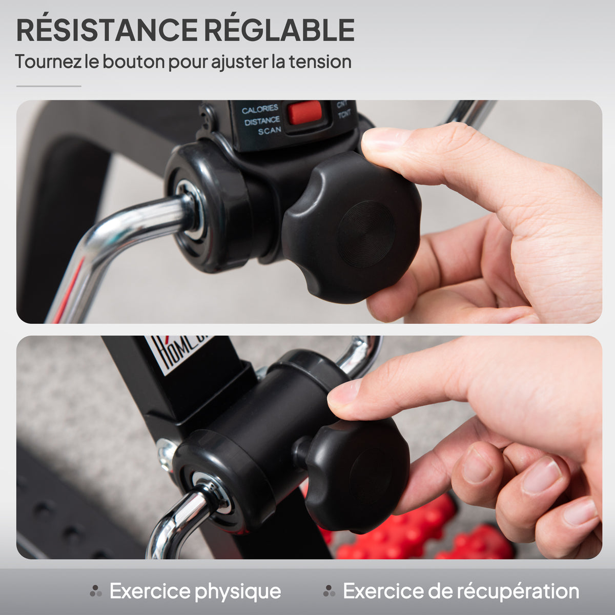 Vélo d'entraînement pour la rééducation des bras et des jambes avec hauteur et largeur réglable, masseurs, LCD, noir-4