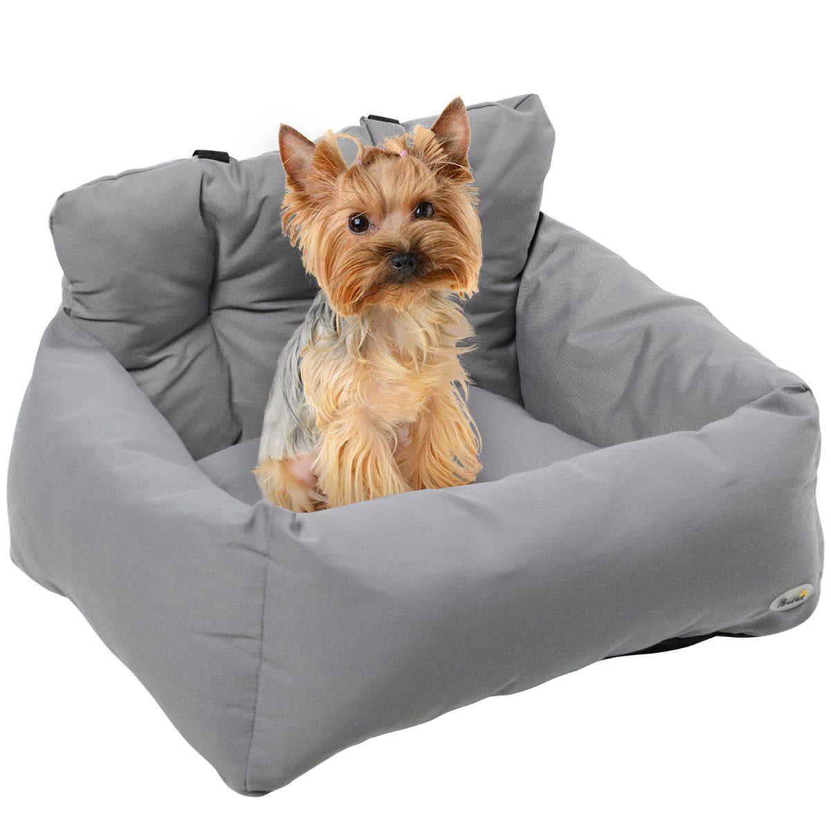 Siège d'auto pour animaux de compagnie sac de transport chien et chat rembourré de coton PP épais sûr et confortable fond antidérapant 50 x 54 x 33 cm gris foncé-0
