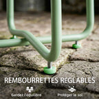 Table Basse Extérieure avec Bord Enroulé, Base en X avec Pieds Réglables en Hauteur, pour Salon Terrasse, Ø48x51cm, Vert-5