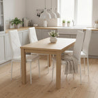 Lot de 4 chaises de salle à manger avec dossier haut, revêtement synthétique et pieds en acier, blanc-9