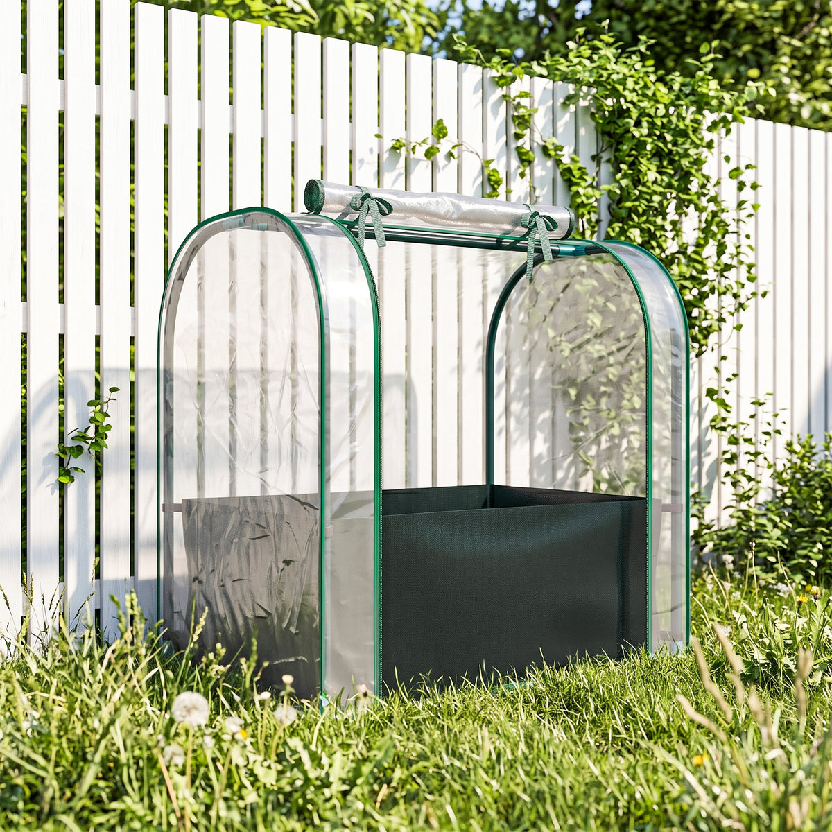 Mini Serre avec Sac de Plantation, Serre Portable avec porte enroulable, 68 x 50 x 70 cm, Vert Foncé-1