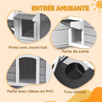 Maison Extérieur pour Chat Abri Extérieur en Bois pour Chats Errants 2 Étages Toit Ouvrant Bitumé 99,5x76x91cm Gris-4