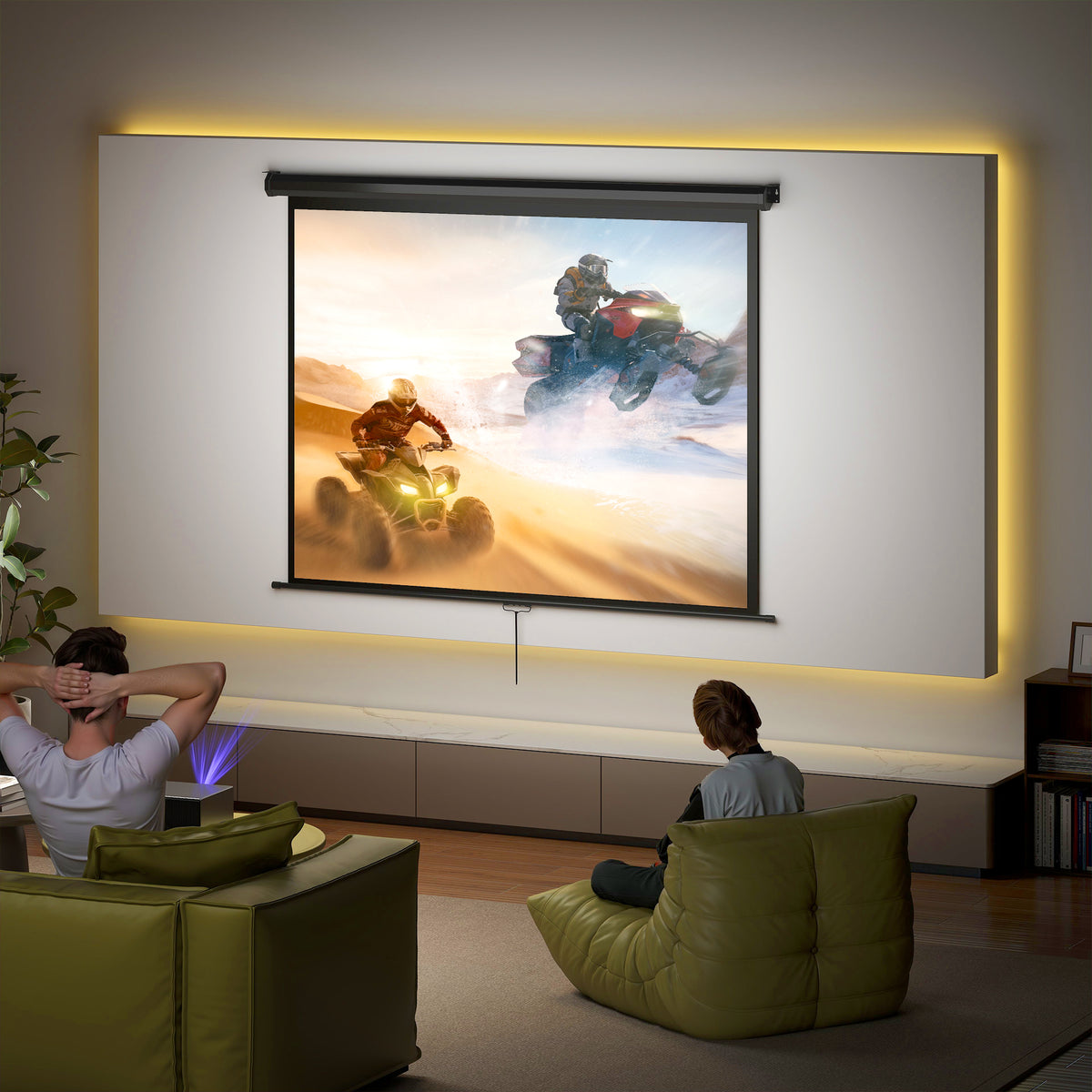 Écran de projection de 84 pouces, écran vidéoprojecteur, 4:3 4K HD, fixation mur ou plafond, 181l x 8P x 138H cm, noir-1
