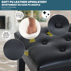 Banquette tabouret siège pour piano avec coffre de rangement pied bois caoutchouc assise capitonnée noir-3