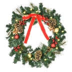 Couronne de Noël artificielle lumineuse avec 20 LED de 60 cm - décorée de houx et de pommes de pin-9