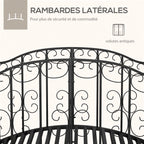 Pont de Jardin Pont en acier avec Garde-corps latéraux, Charge Maximale 120 KG, décoration Jardin, 119 x 67 x 70 cm noir-3