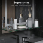 Miroir lumineux LED mural de salle de bain avec étagère intégrée 3 couleurs luminosité réglable interrupteur tactile-4