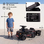 Voiture Porteur pour Enfants Shelby, Dossier, Anti-Basculement, Sons, Compartiment, 18-72 Mois, 80x25,5x33cm, Noir-2