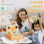 Mini-cuisine en bois jouet enfant avec 12 accessoires poêle spatule condiments fruits légumes - pour 3-5 ans --3