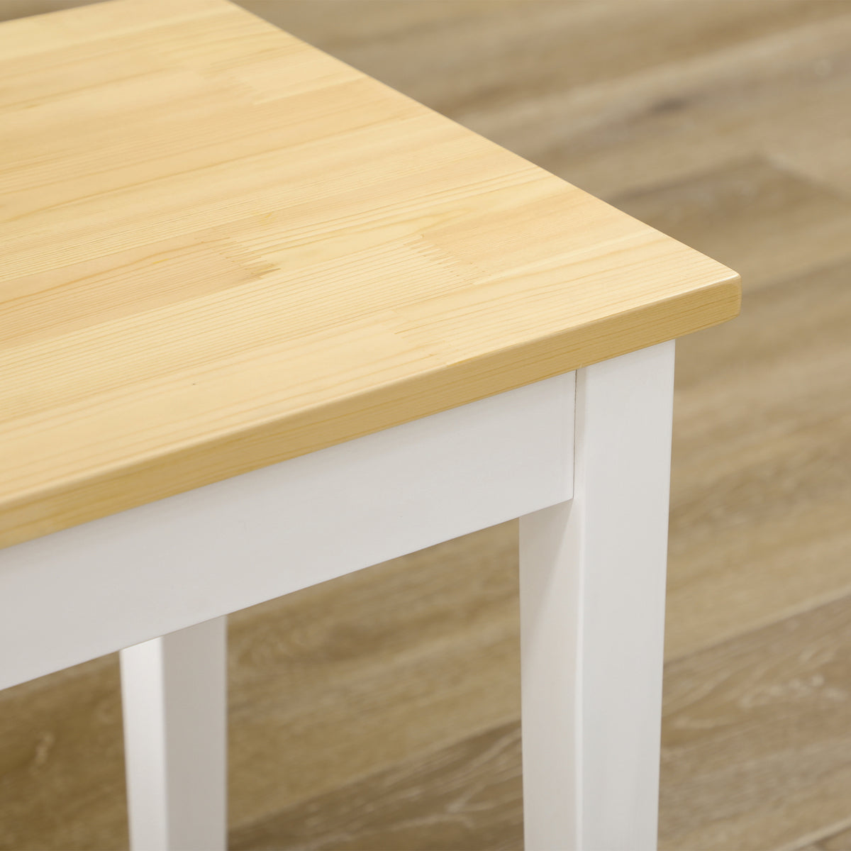 Banc en bois pour 2 personnes bicolore assise naturelle et piètement blanc 102 x 36 x 45 cm-8