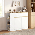 Buffet meuble de rangement avec 2 tiroirs 3 étagères ouvertes et placard 2 portes 110 x 29,5 x 82 cm blanc-7
