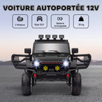 Voiture électrique enfants UTV avec télécommande 2,4G, 2 moteurs 12 V, musique, klaxon, lumières LED, 100x63x65cm, noir-3