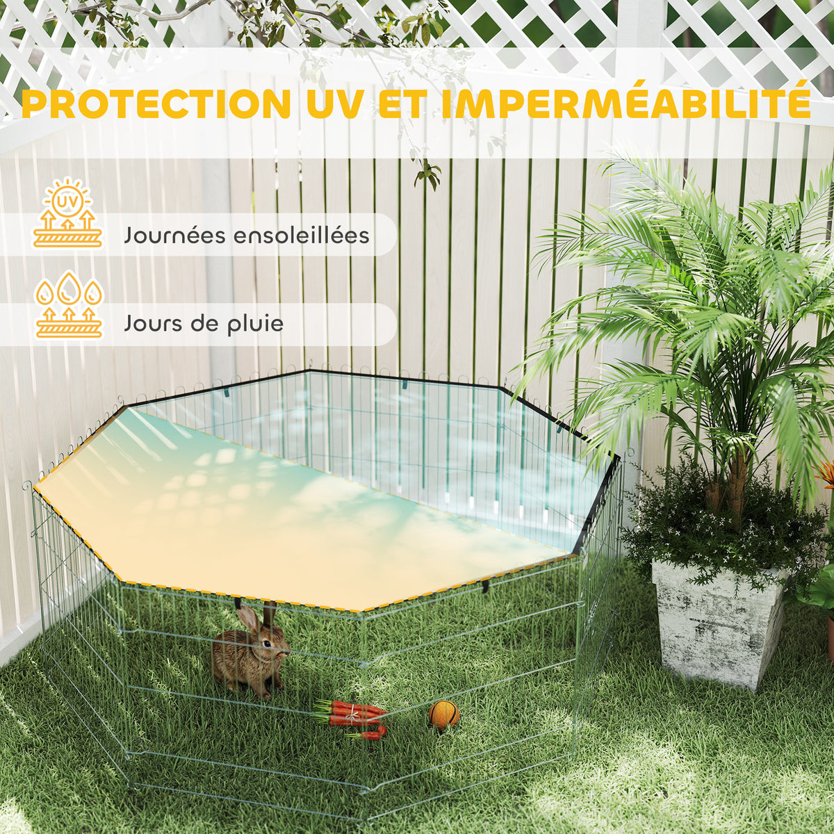 Parc pour chien, enclos chien 8 panneaux avec toit, modulable et pliable, enclos portable 60H cm avec porte argent vert-5