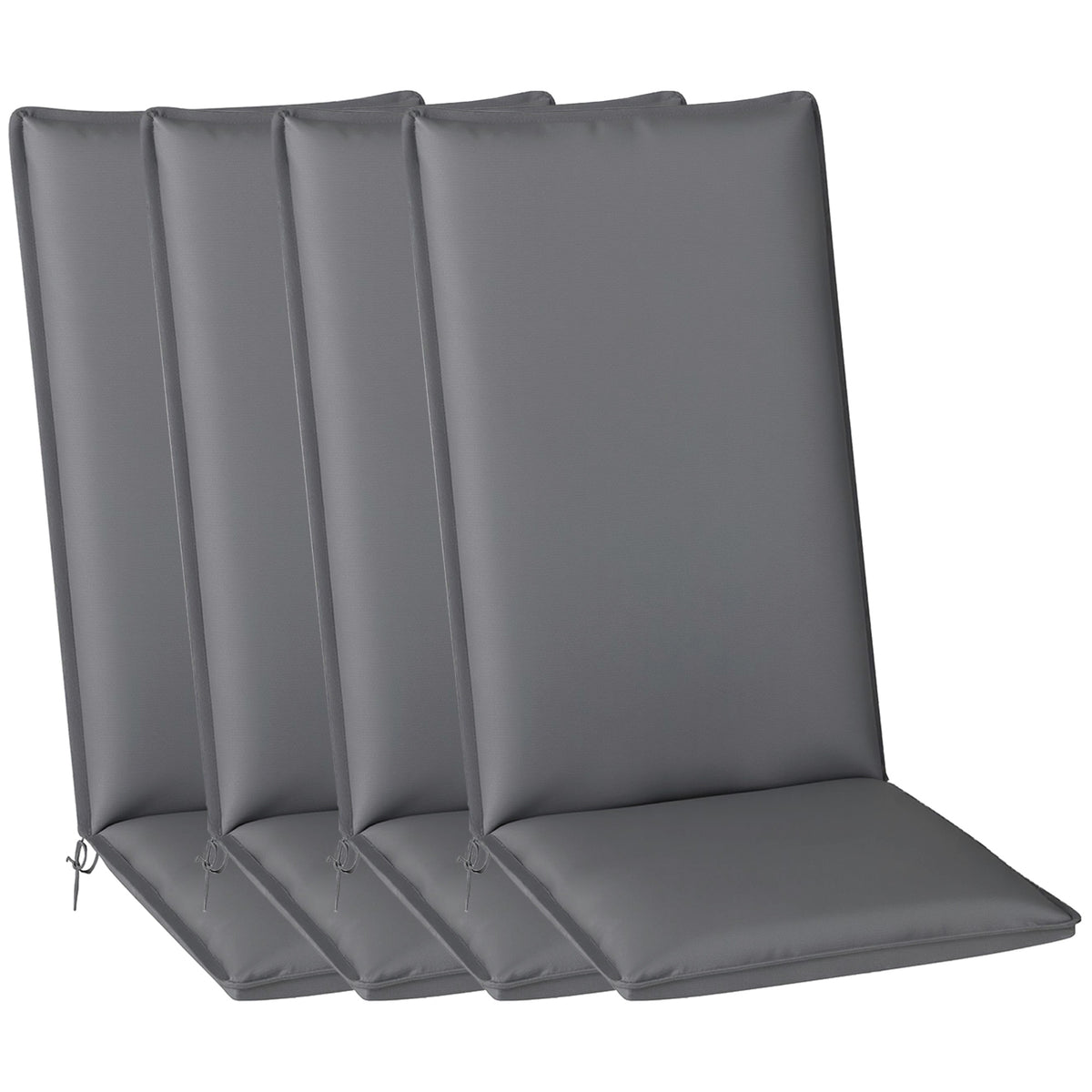 Lot de 4 coussins de chaise extérieur avec attaches et bande réglable, anti-décoloration UPF50+, 124x50x5cm, gris-0