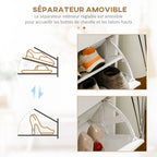 Meuble à chaussures 2 tiroirs et 2 portes abattantes avec étagère réglable 80 x 30 x 91,5 cm poignées alu. naturel-5