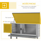 Clapier sur pieds cage à lapin avec niche intérieure plateau excrément coulissant porte verrouillable toit ouvrant-4
