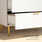 Commode 6 tiroirs commode chambre meuble de rangement moderne avec poignées et pieds dorés, 120 x 40 x 76,5 cm, blanc-4