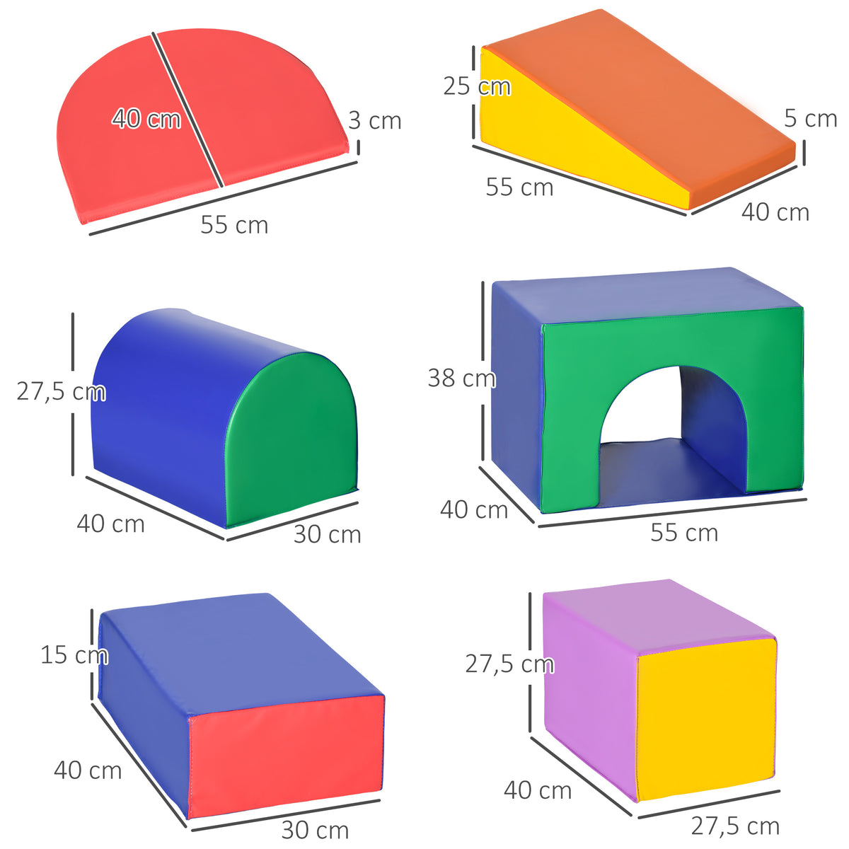 7PCS Parcours motricité bébé, jouet escalade, mousse blocs construction revêtement âge préscolaire, multicolore-2