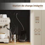 Buffet haut cuisine, armoire de cuisine, station de charge, 6 portes, plan de travail, porte-épices, 100x40x173cm, noir-5