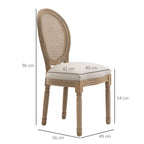 Lot de 4 chaises de Salle à Manger - Chaise de Salon médaillon Style Louis XVI - Bois Massif sculpté, patiné-2